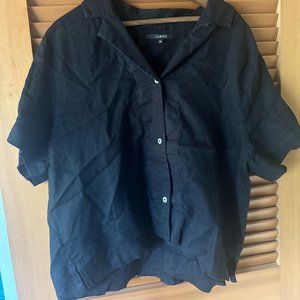 Quince Linen black boxy button up top size XL
